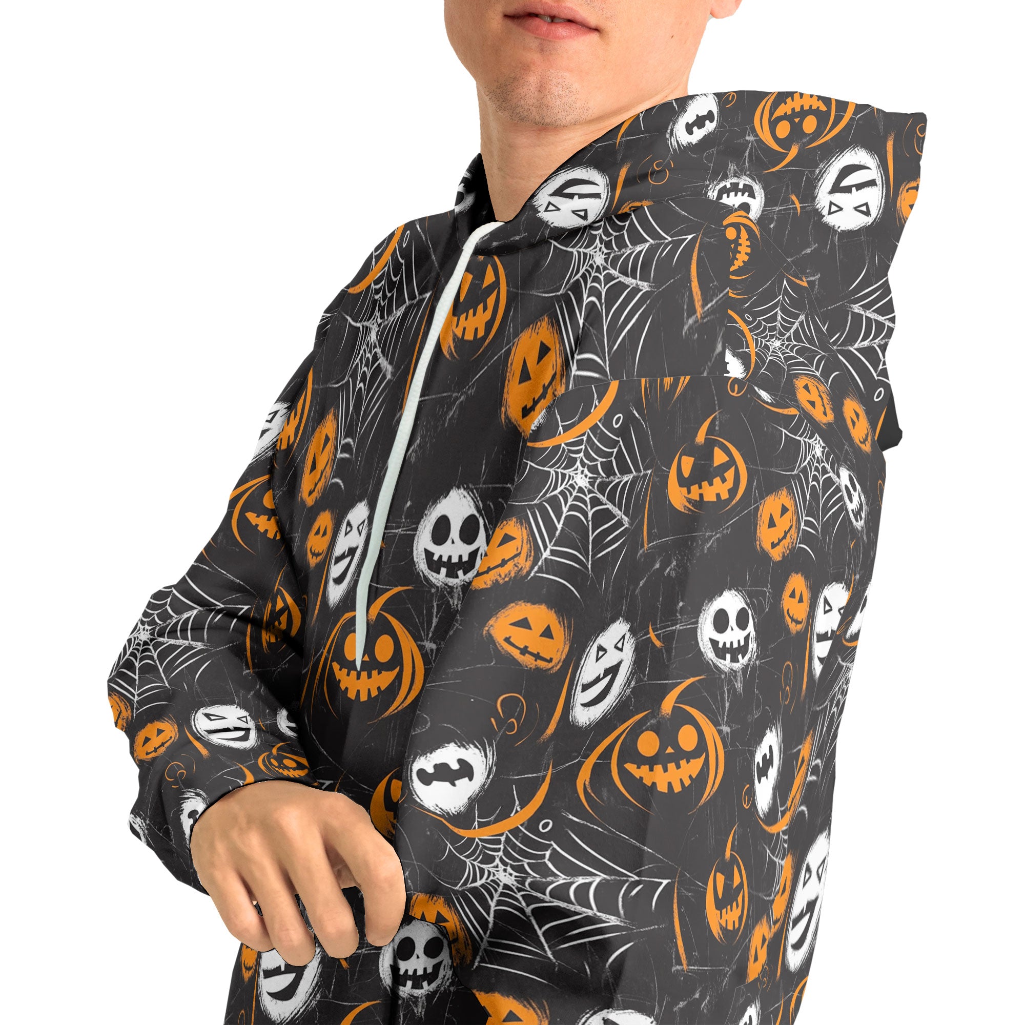 Scary Faces On Dark Halloween Seamless Pattern Hoodie - HYPERFAVOR