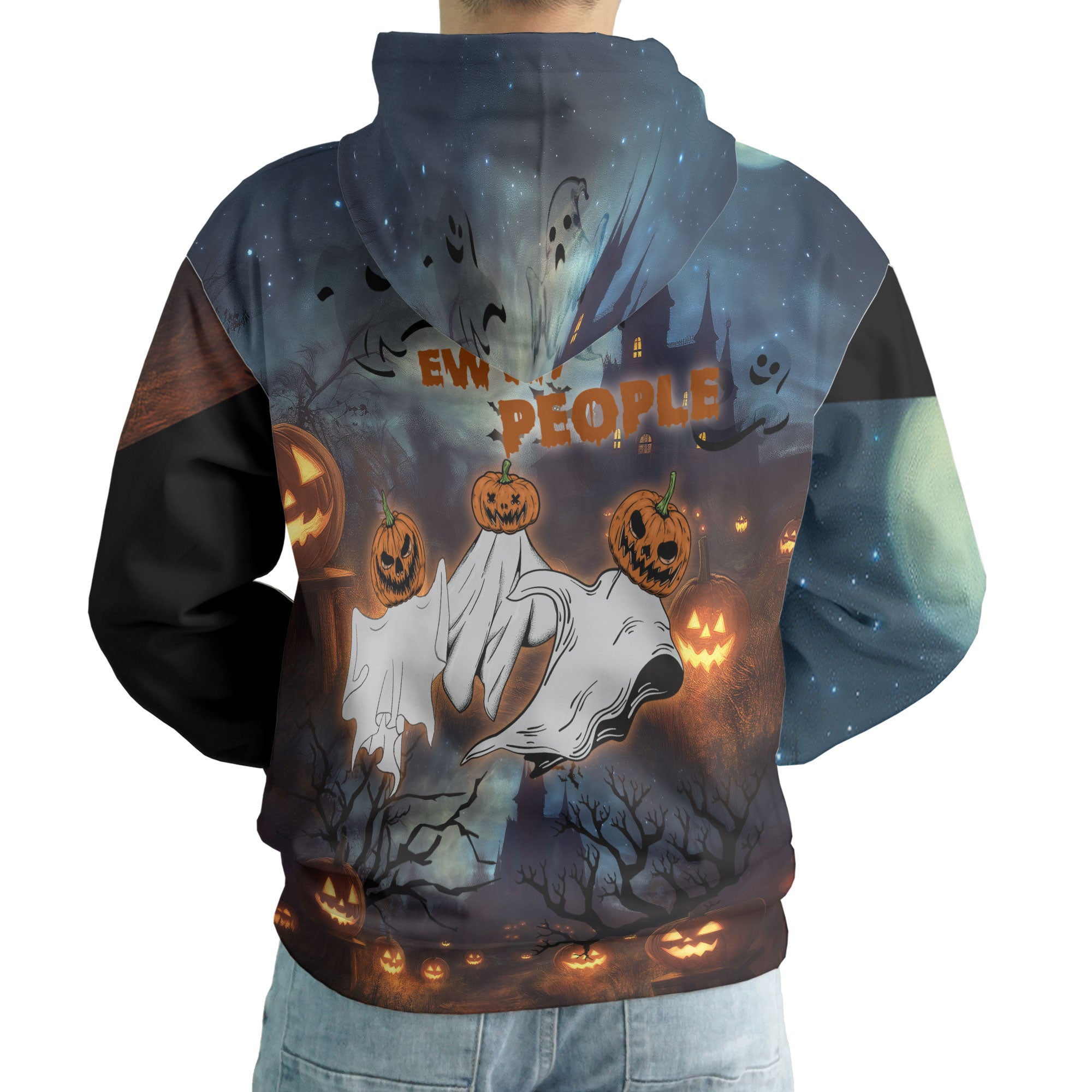 Scary Ghost Pumpkins In Midnight Halloween Hoodie - HYPERFAVOR