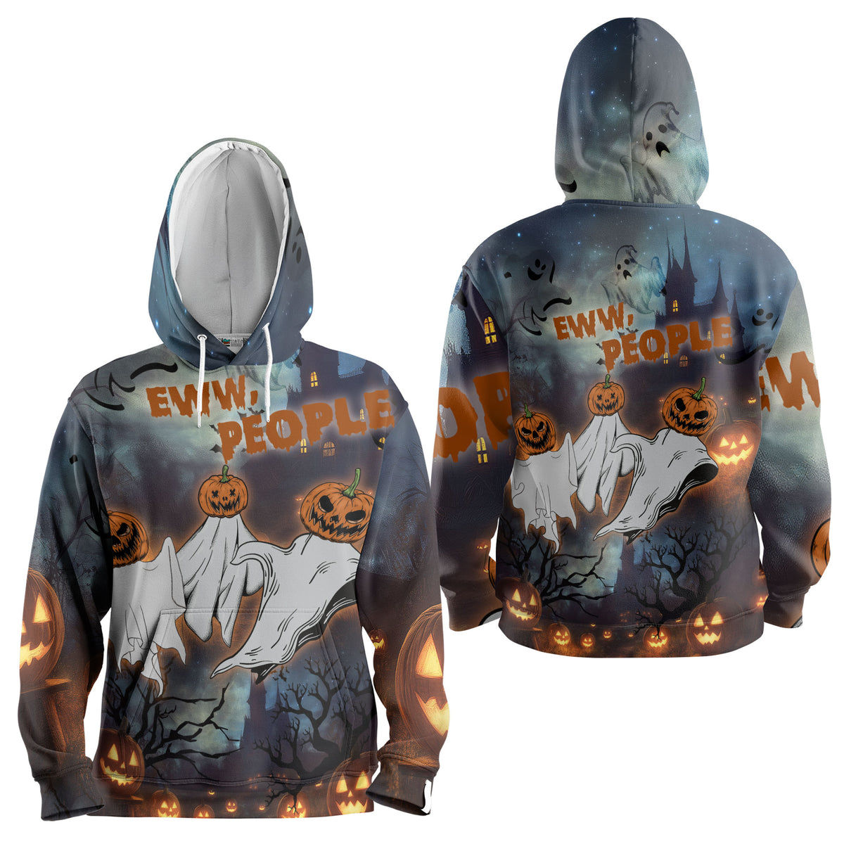 Scary Ghost Pumpkins In Midnight Halloween Hoodie - HYPERFAVOR