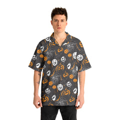 Scary Faces On Dark Halloween Seamless Pattern Hawaiian Shirt - HYPERFAVOR