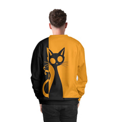 Single Silhouette Cat Halloween Sweatshirt - HYPERFAVOR