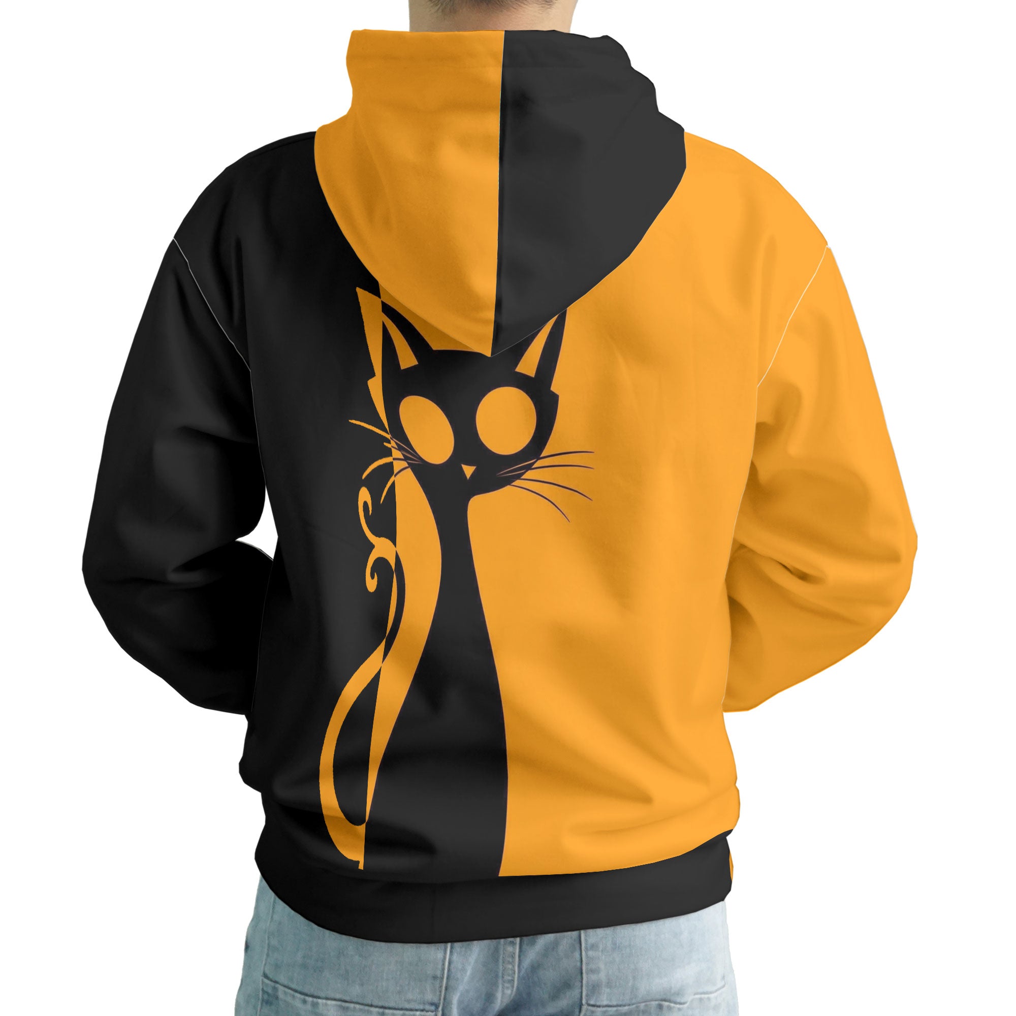 Single Silhouette Cat Halloween Hoodie - HYPERFAVOR