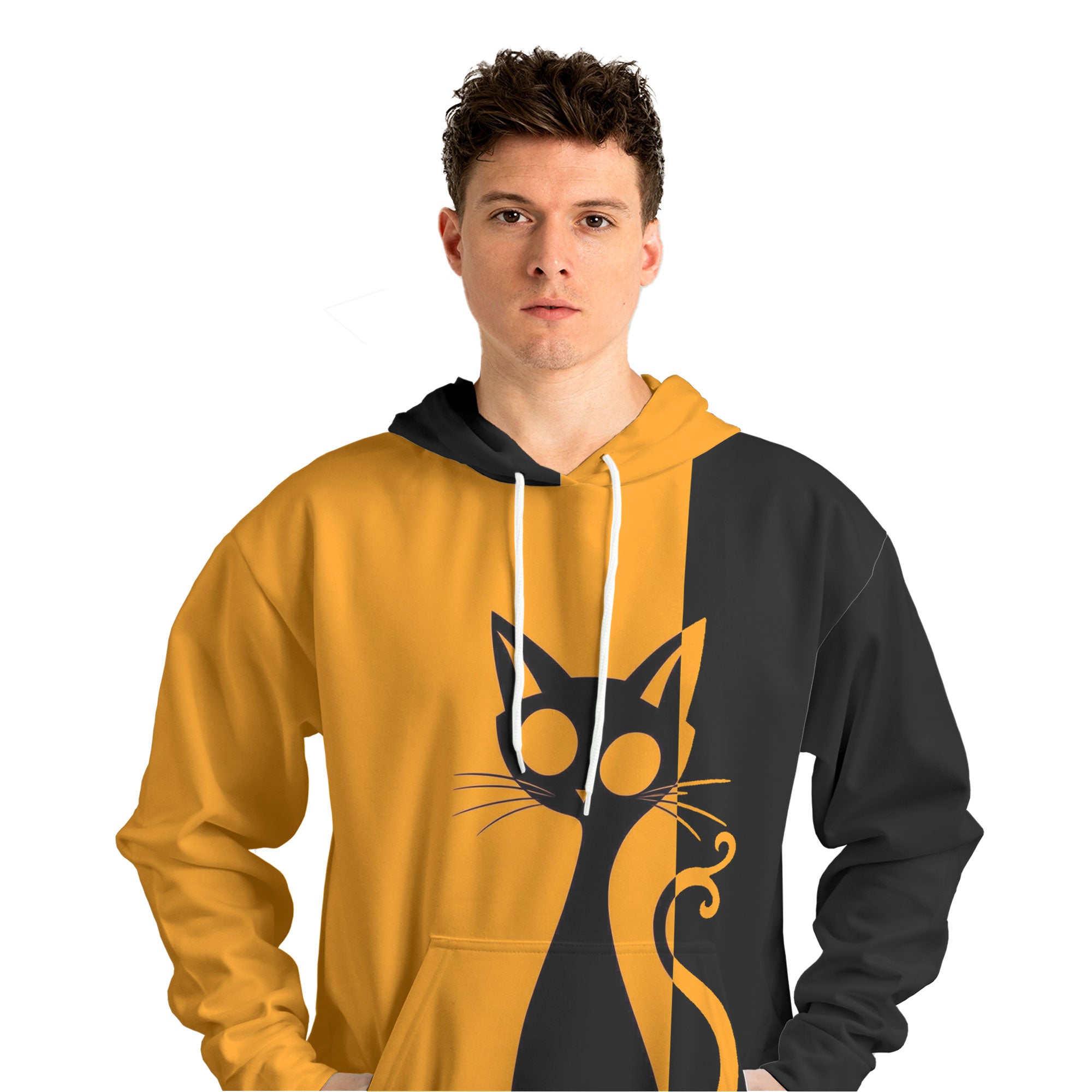 Single Silhouette Cat Halloween Hoodie - HYPERFAVOR