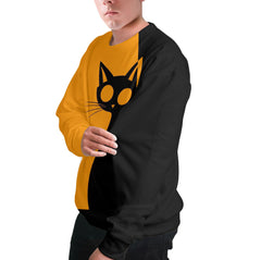 Single Silhouette Cat Halloween Sweatshirt - HYPERFAVOR