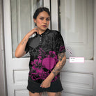 Skull Girl Flower Pattern Custom Short Sleeve Women Polo Shirt, Skull Girl Flower Pattern Custom Golf Shirt