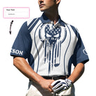 Skull Golf Shirt For Men Custom Polo Shirt, Personalized Skull American Flag Golf Polo Shirt