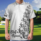 Skull Golfer Custom Polo Shirt, White Golf Squad Shirt, Personalized Golf Shirt For Men