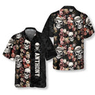 Skull Heads Vintage Floral Pattern Custom Hawaiian Shirt, Tropical Flowers Skull Shirt