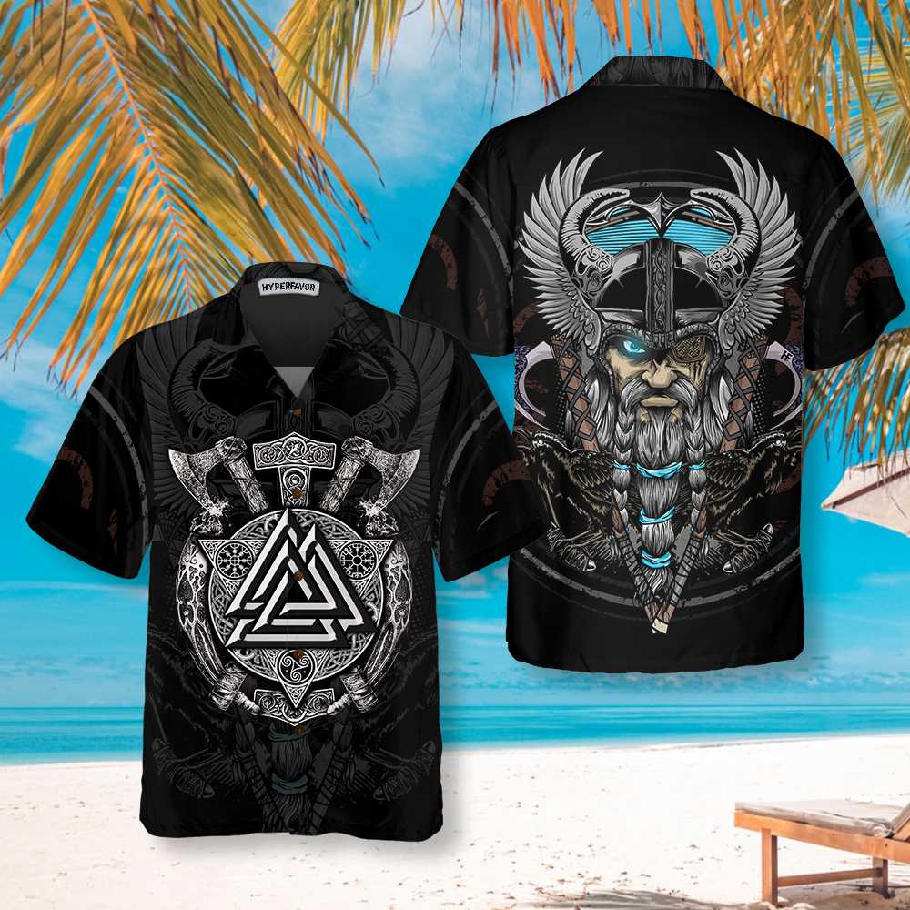 Son Of Odin Viking Hawaiian Shirt, Viking Axe Pattern Shirt