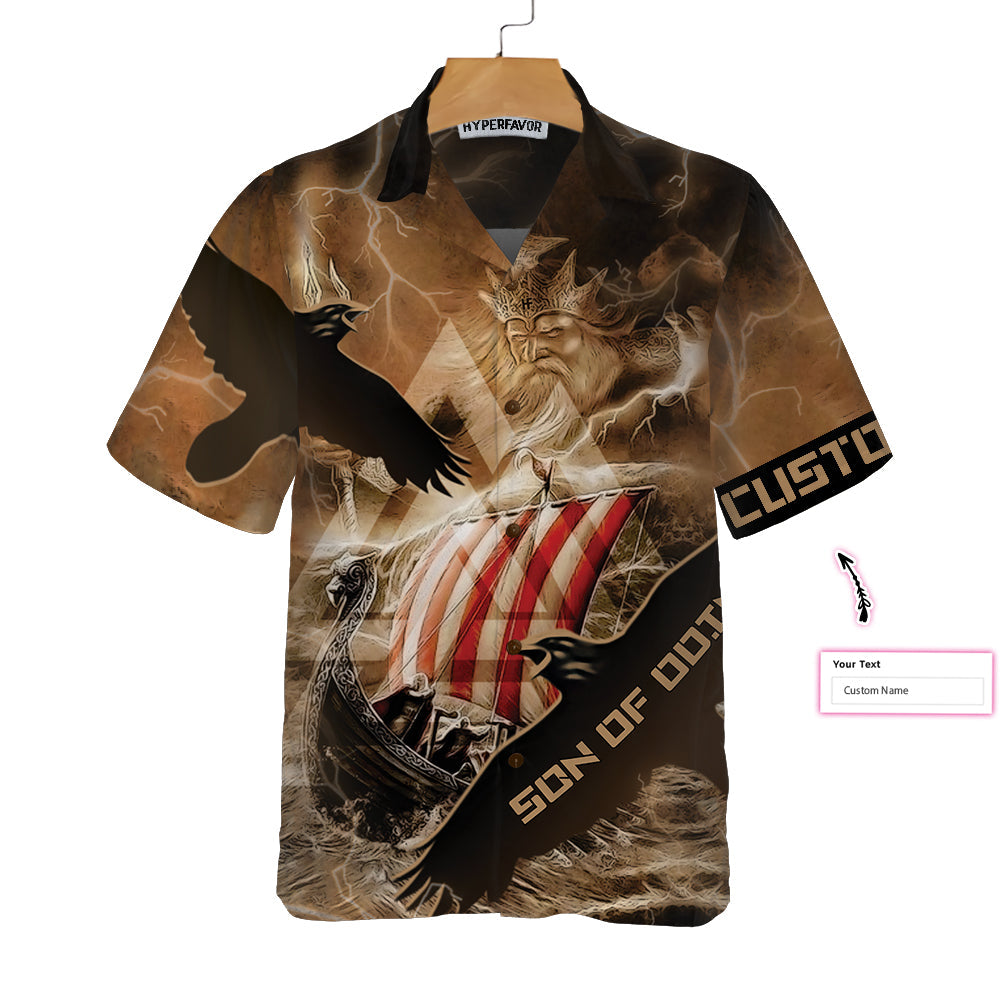 Son Of Odin Custom Hawaiian Shirt, Cool Personalized Viking Shirt