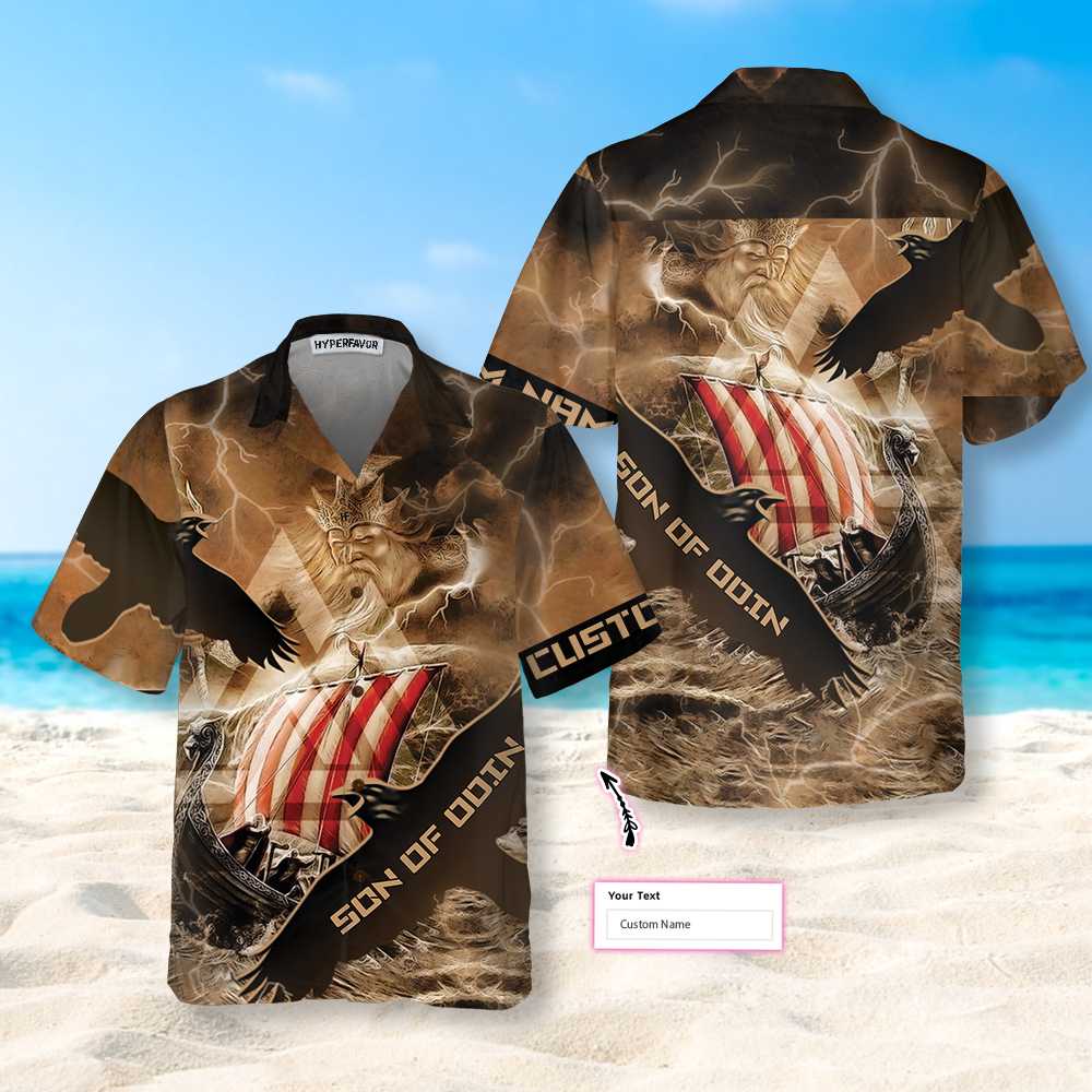 Son Of Odin Custom Hawaiian Shirt, Cool Personalized Viking Shirt