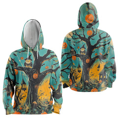 Spooky Ghost Pumpkins Halloween Hoodie - HYPERFAVOR