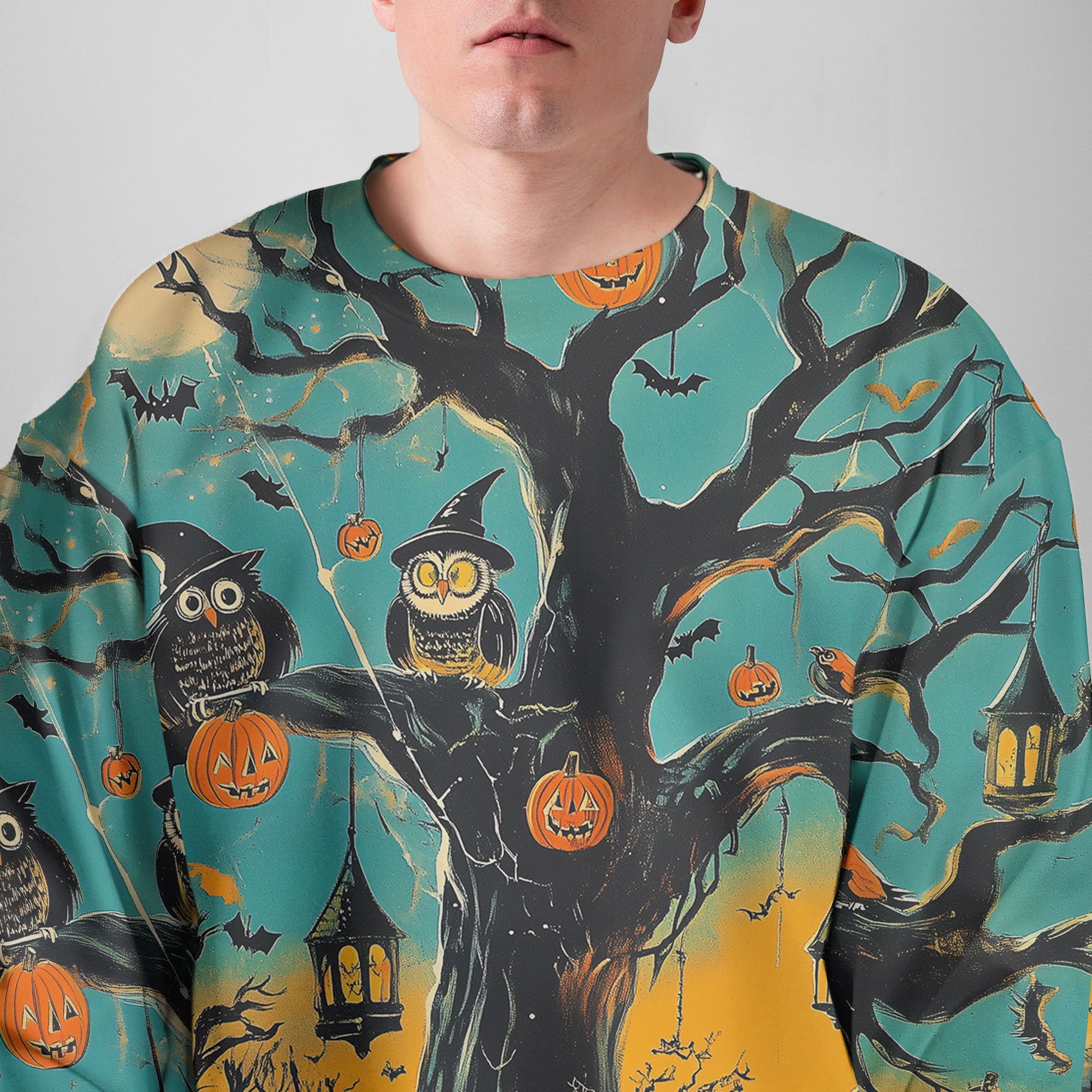 Spooky Ghost Pumpkins Halloween Sweatshirt - HYPERFAVOR