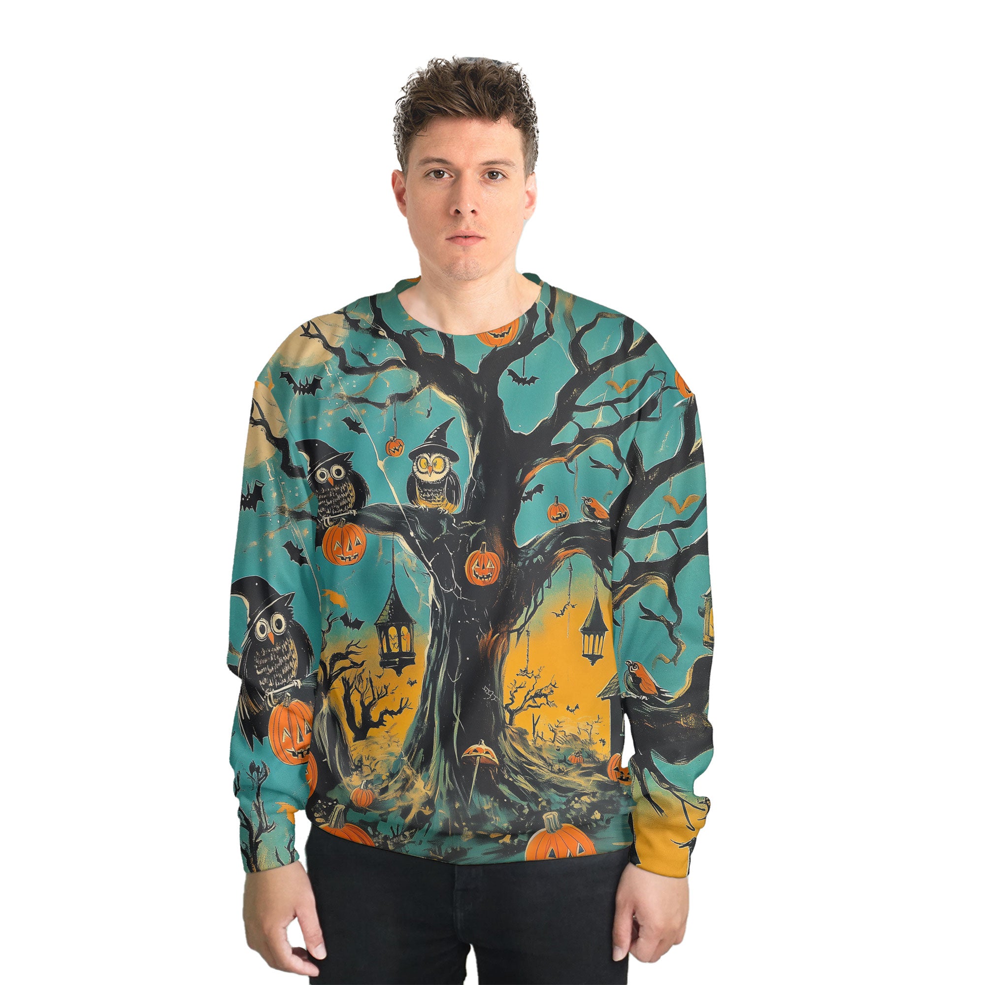 Spooky Ghost Pumpkins Halloween Sweatshirt - HYPERFAVOR