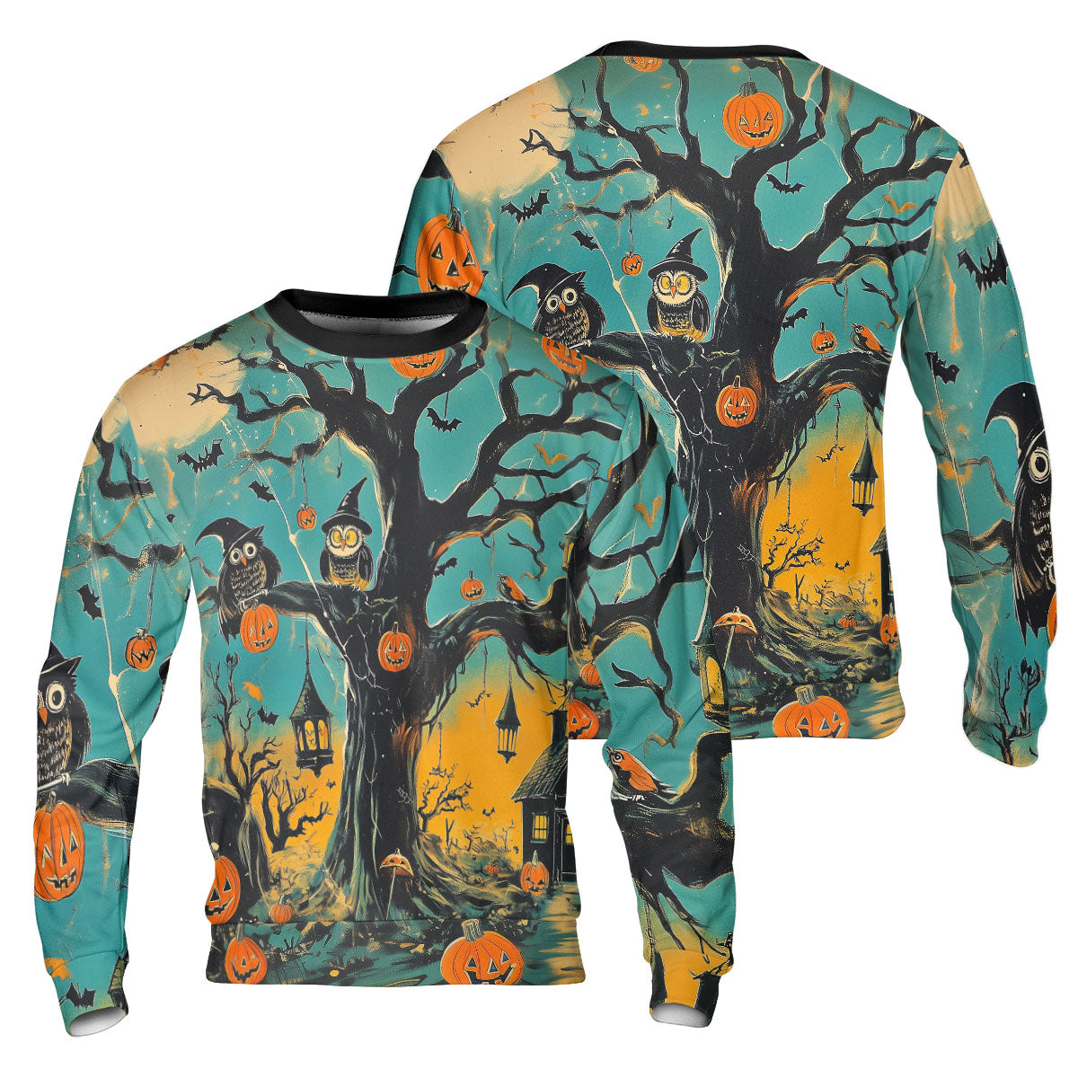 Spooky Ghost Pumpkins Halloween Sweatshirt - HYPERFAVOR