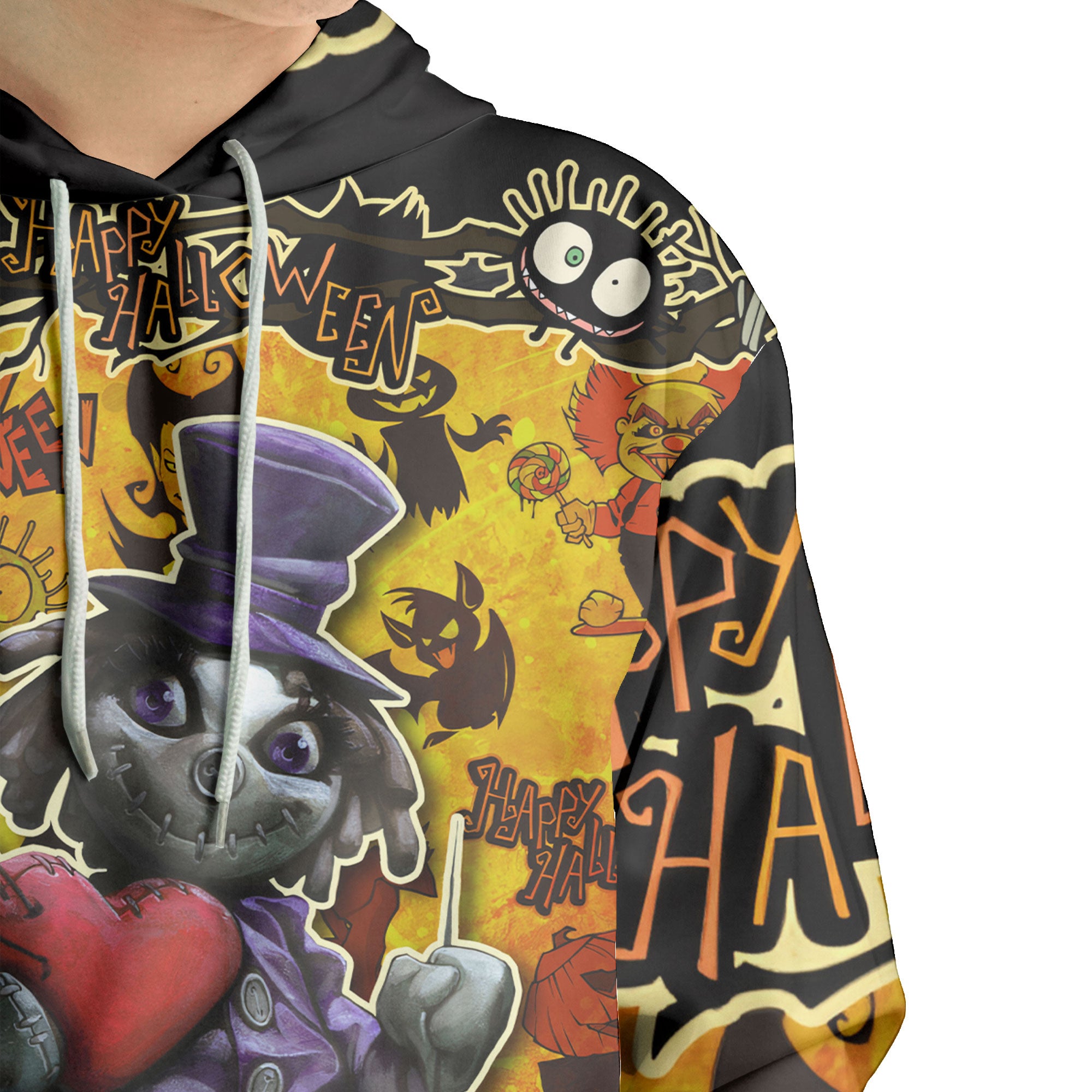 Spooky Halloween Illustration Doll Hoodie - HYPERFAVOR