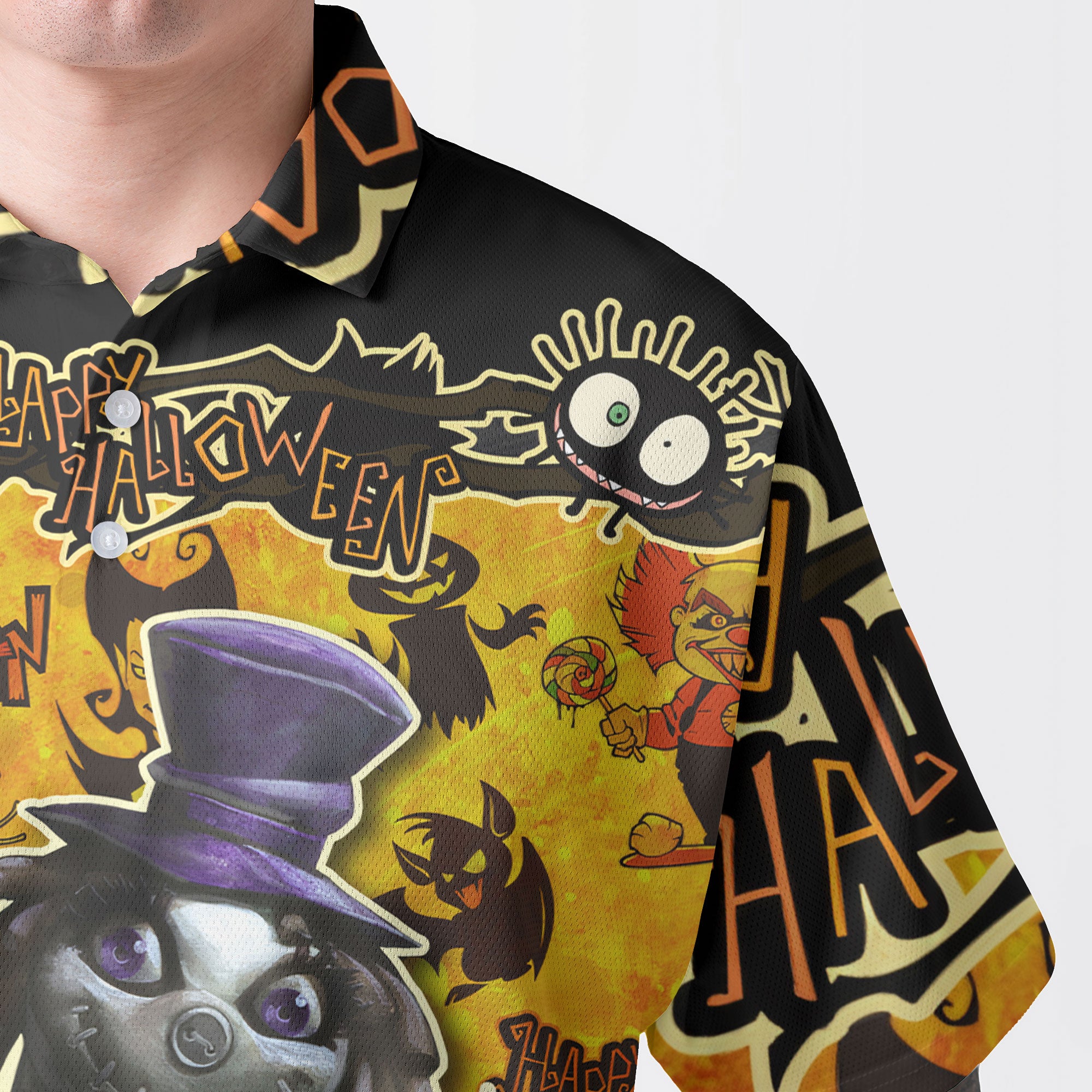 Spooky Halloween Illustration Doll Polo Shirt - HYPERFAVOR