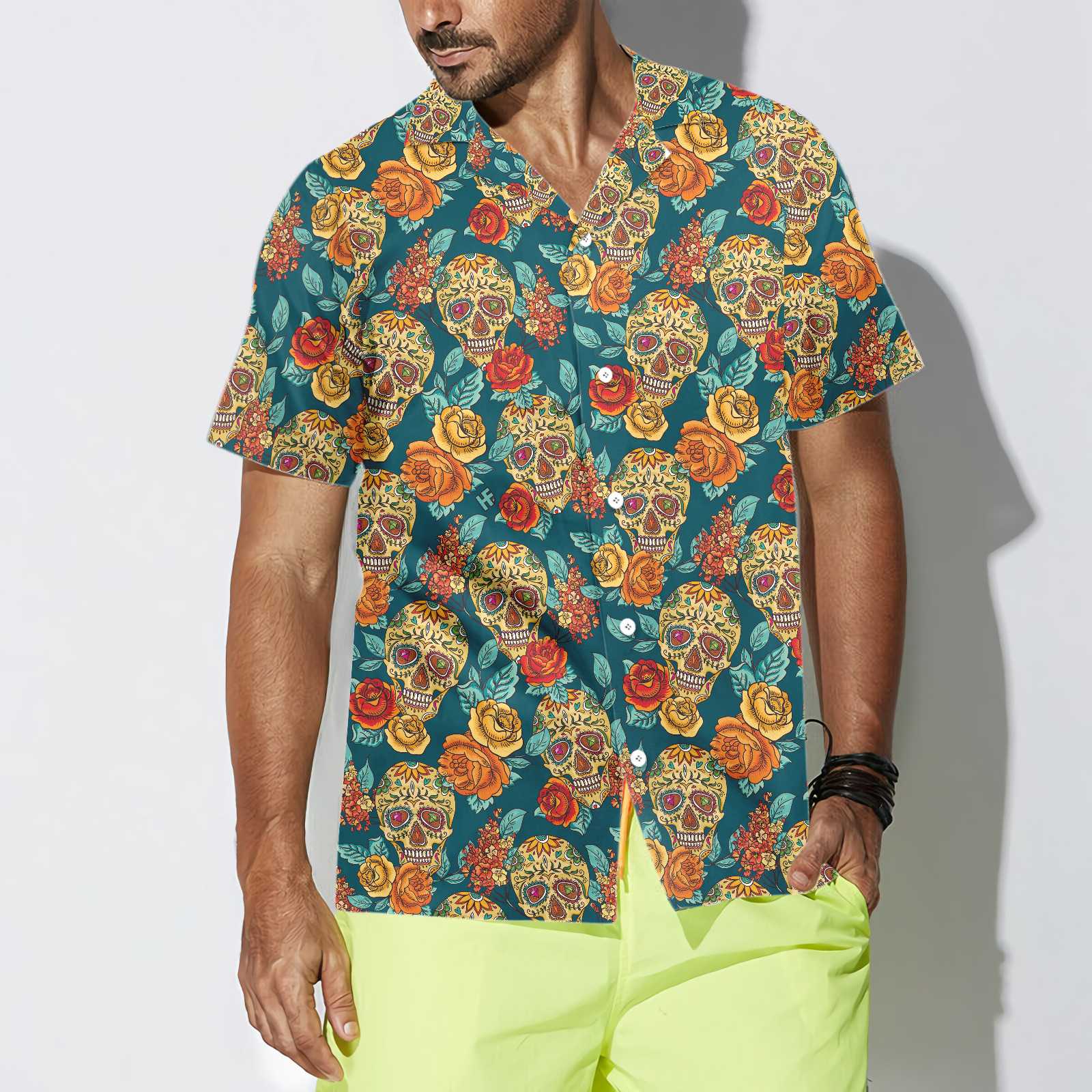 Sugar Skull Dead Day Hawaiian Shirt, Vintage Floral Mexican Skull Shirt, Unique Day Of The Dead Gift