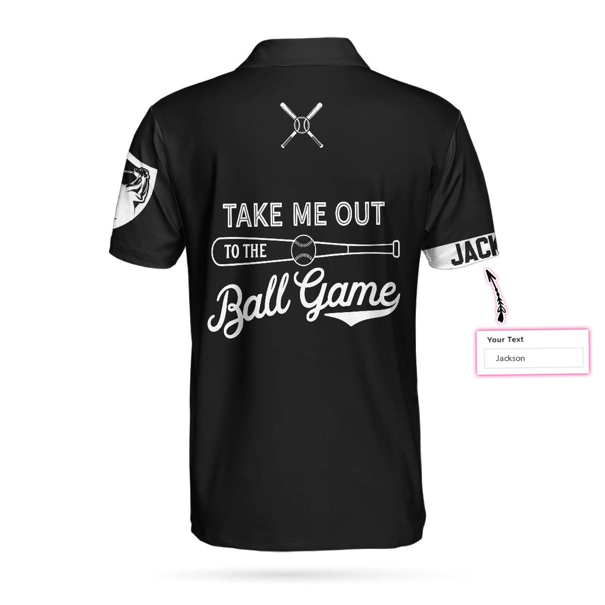 Take Me Out To The Ball Game Custom Polo Shirt, Personalized Black American Flag Baseball Shirt For Men