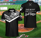 Take Me Out To The Ball Game Custom Polo Shirt, Personalized Black American Flag Baseball Shirt For Men
