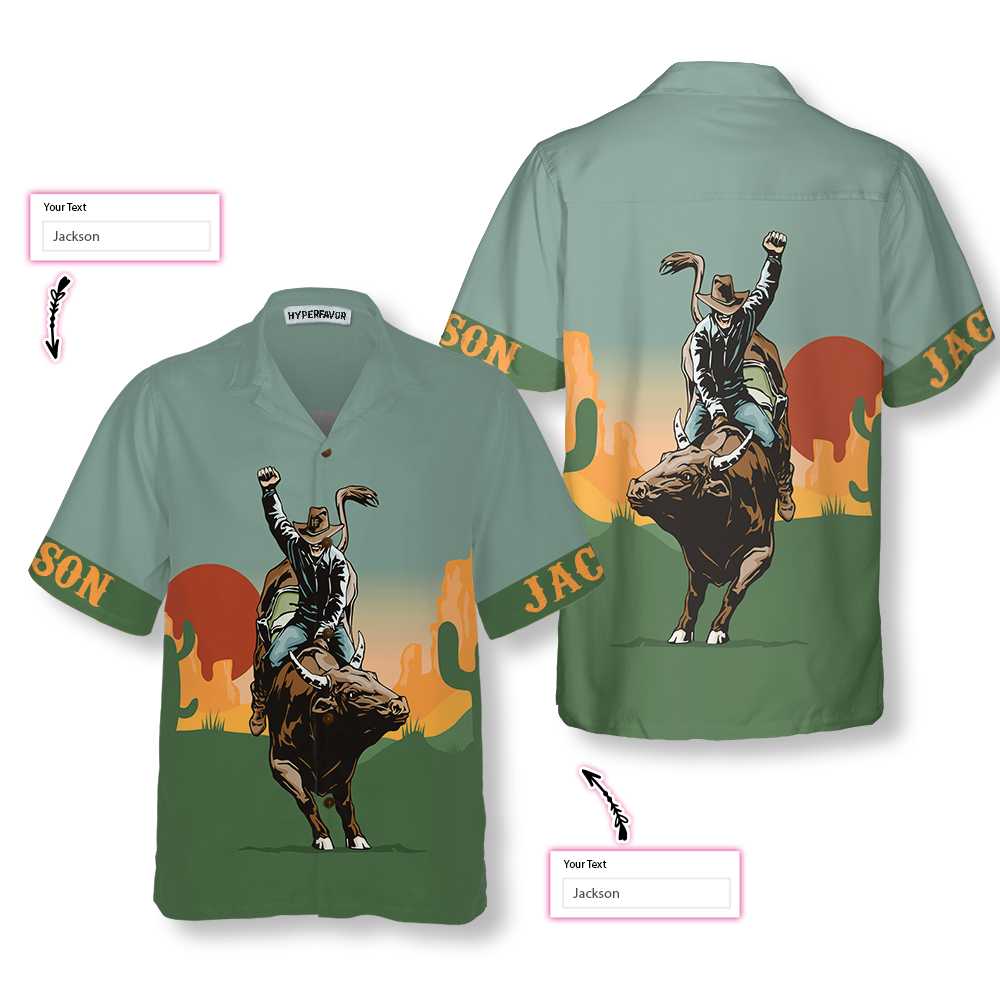 Texas Sunset Cactus Longhorn Custom Hawaiian Shirt, Unique Texas Cowboy Shirt, Best Texans Gift Idea