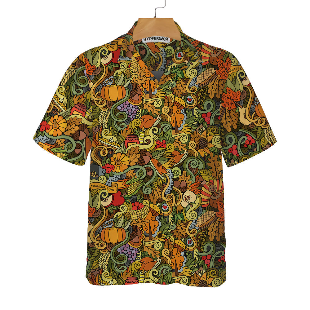 Thanksgiving Autumn Symbols Hawaiian Shirt, Unique Thanksgiving Shirt, Best Gift For Thanksgiving Day
