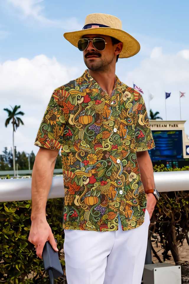 Thanksgiving Autumn Symbols Hawaiian Shirt, Unique Thanksgiving Shirt, Best Gift For Thanksgiving Day