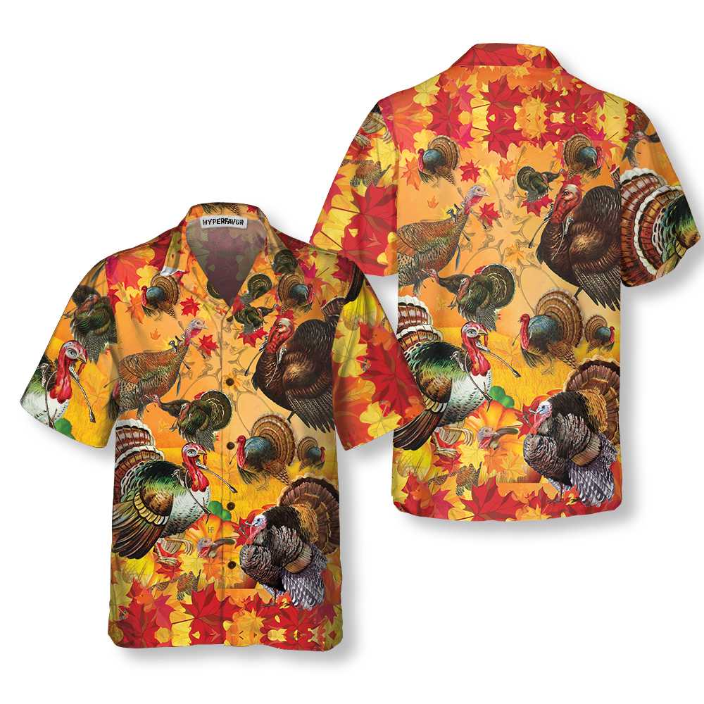 Thanksgiving Turkey Wishbone Hawaiian Shirt, Fall Leaves And Gobble Shirt, Best Gift For Thanksgiving Day