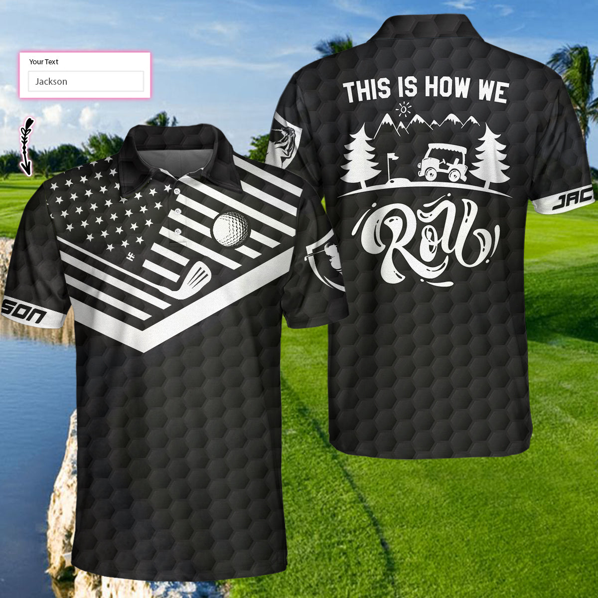 This Is How We Roll Custom Polo Shirt, Personalized Black American Flag Polo Shirt, Camping Shirt For Men