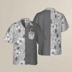 Joy Hibiscus Light Gray Custom Hawaiian Shirt, Personalized Floral Aloha Shirt, Unique Half Half Design