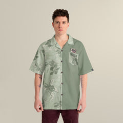 Tropical Harmony Light Green Custom Hawaiian Shirt, Personalized Botanical Aloha Shirt, Unique Half Half Design