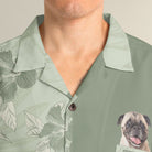 Tropical Harmony Light Green Custom Hawaiian Shirt, Personalized Botanical Aloha Shirt, Unique Half Half Design