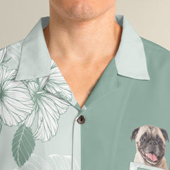 Joy Hibiscus Custom Hawaiian Shirt, Personalized Floral Aloha Shirt, Unique Tropical Half-and-Half Design