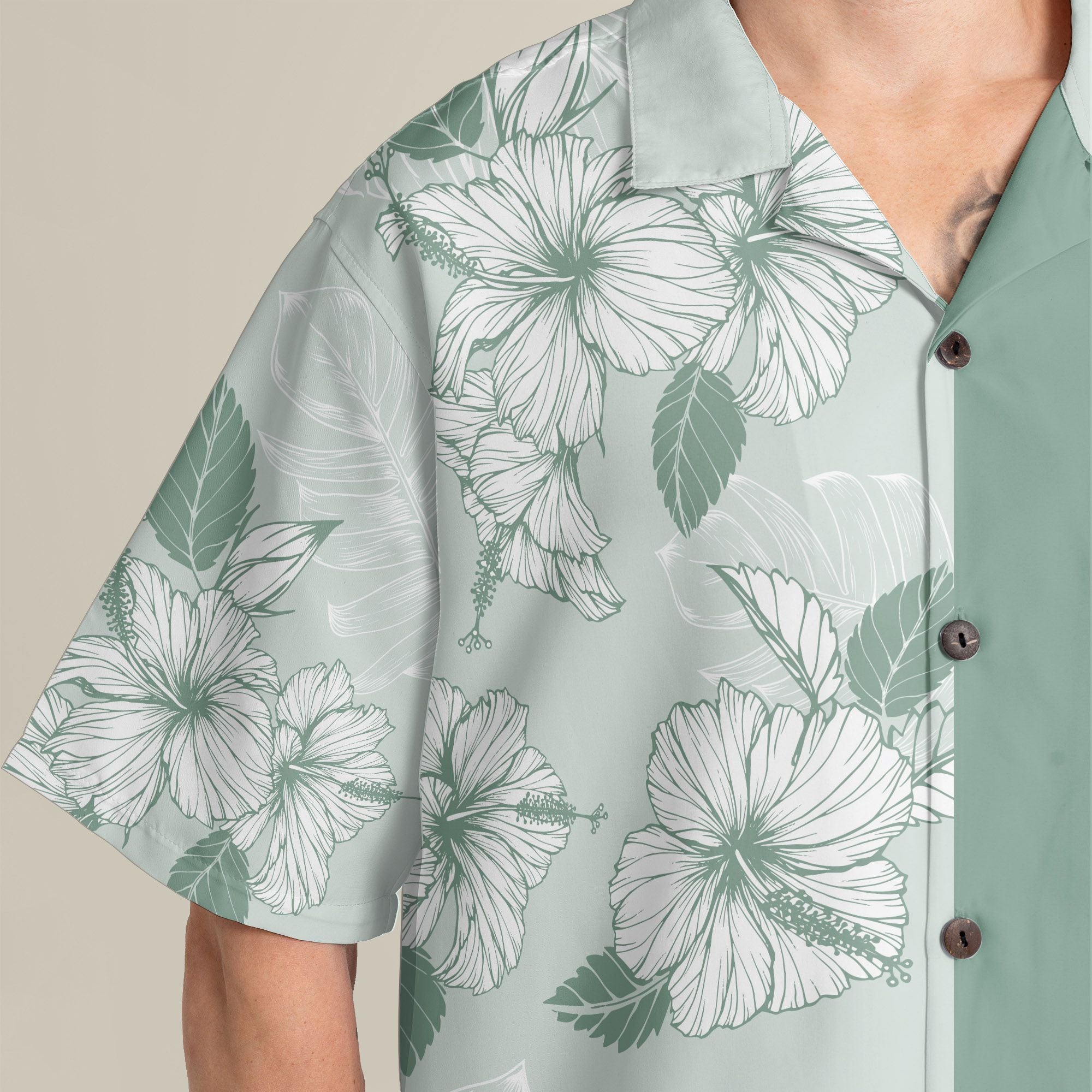 Joy Hibiscus Custom Hawaiian Shirt, Personalized Floral Aloha Shirt, Unique Tropical Half-and-Half Design