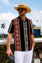 Traditional Tribal Pattern Hawaiian Shirt, Colorful Ethnic Geometric Pattern Native American Shirt
