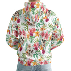 Tropical Flower Skull Pattern For Men, For Woman Hoodie - HYPERFAVOR