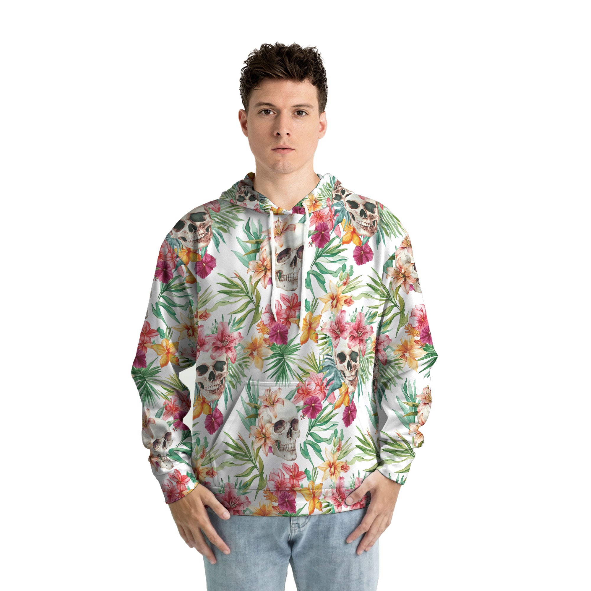 Tropical Flower Skull Pattern For Men, For Woman Hoodie - HYPERFAVOR