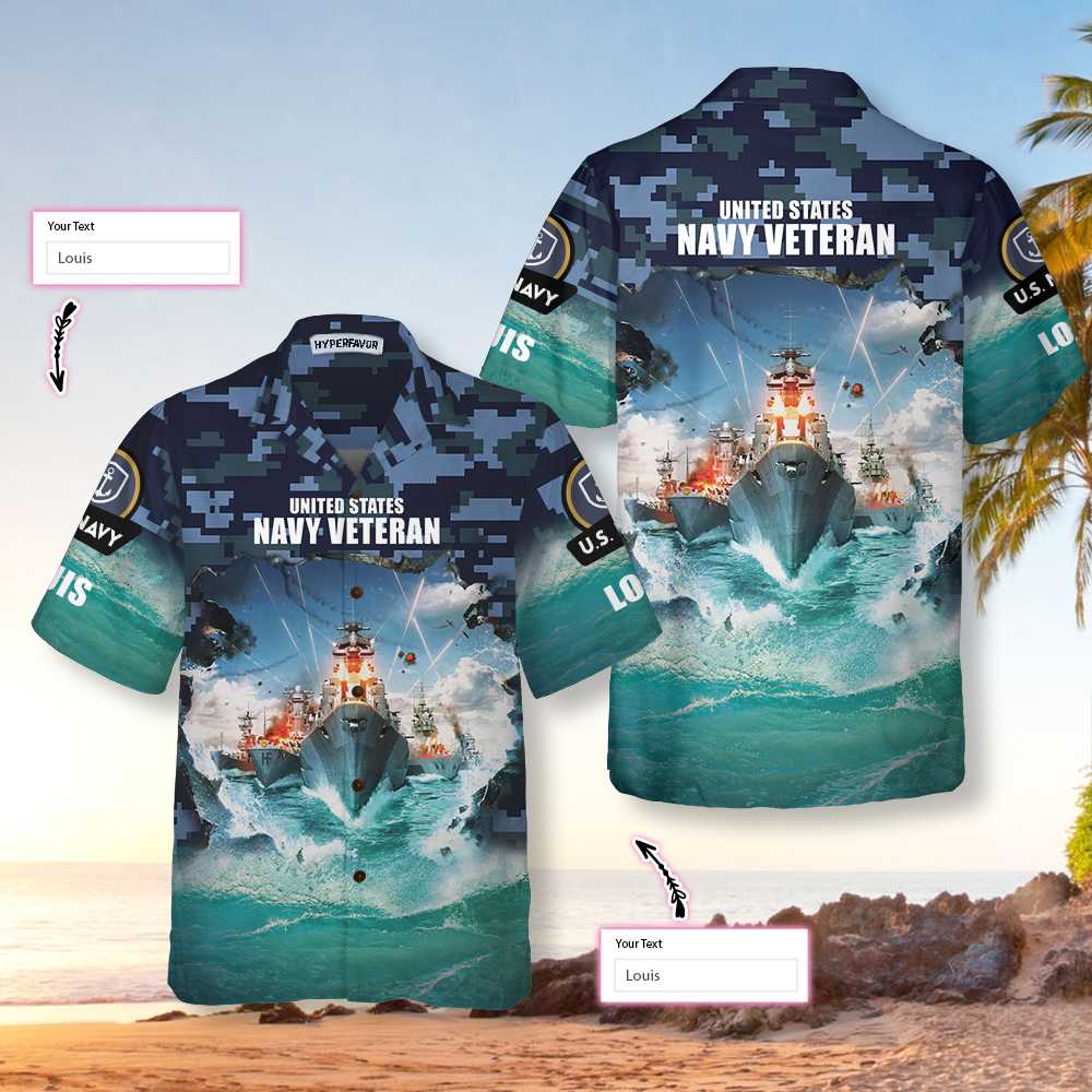 U.S. Navy Veteran Custom Hawaiian Shirt, Proud Veteran Shirt, Meaningful Gift For Veteran Day