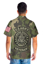US Army Veteran Hawaiian Shirt, Green Camouflage Army Veteran Shirt
