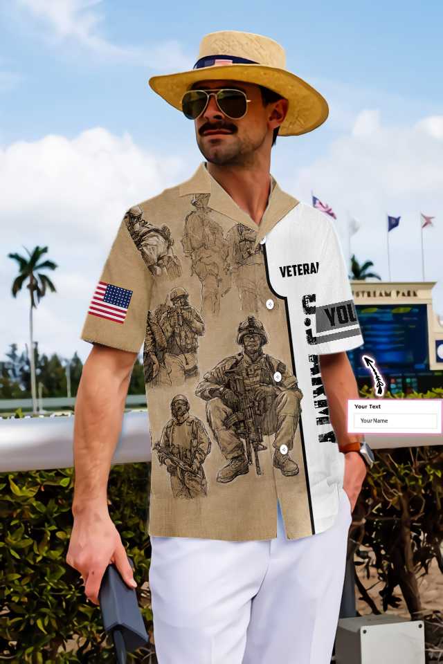 US Army Veteran Vintage Custom Hawaiian Shirt, Proud Veteran Shirt, Personalized Gift For Veteran Day