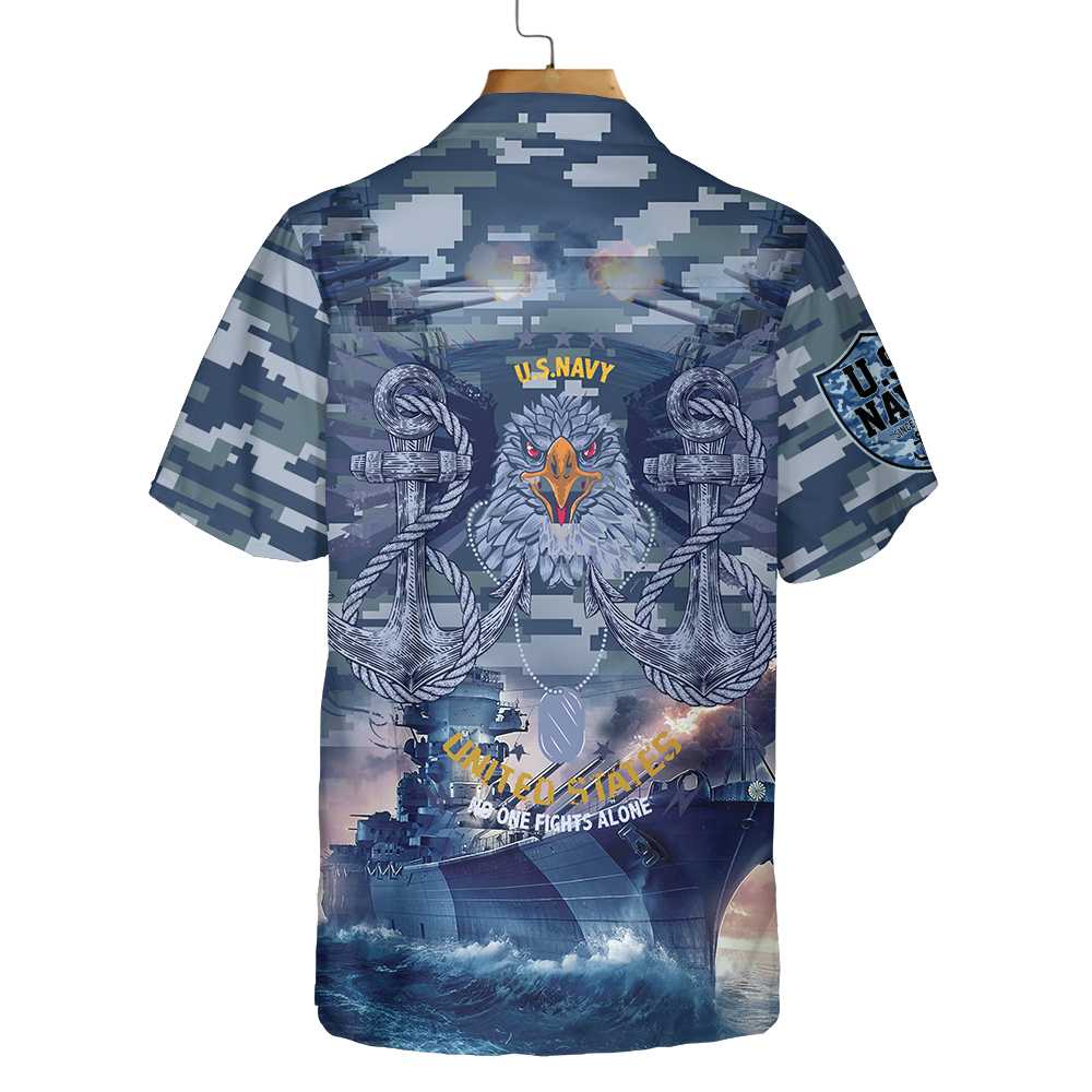 US Navy Veteran No One Fights Alone Veteran Hawaiian Shirt, Proud Veteran Shirt, Best Gift For Navy Veteran