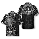 Viking God Odin Hawaiian Shirt, Black And White Viking Odin Norse Mythology Shirt