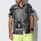Viking God Odin Hawaiian Shirt, Black And White Viking Odin Norse Mythology Shirt