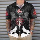Viking Raven And Wolf Viking Hawaiian Shirt, Wolf Viking Shirt Short Sleeve