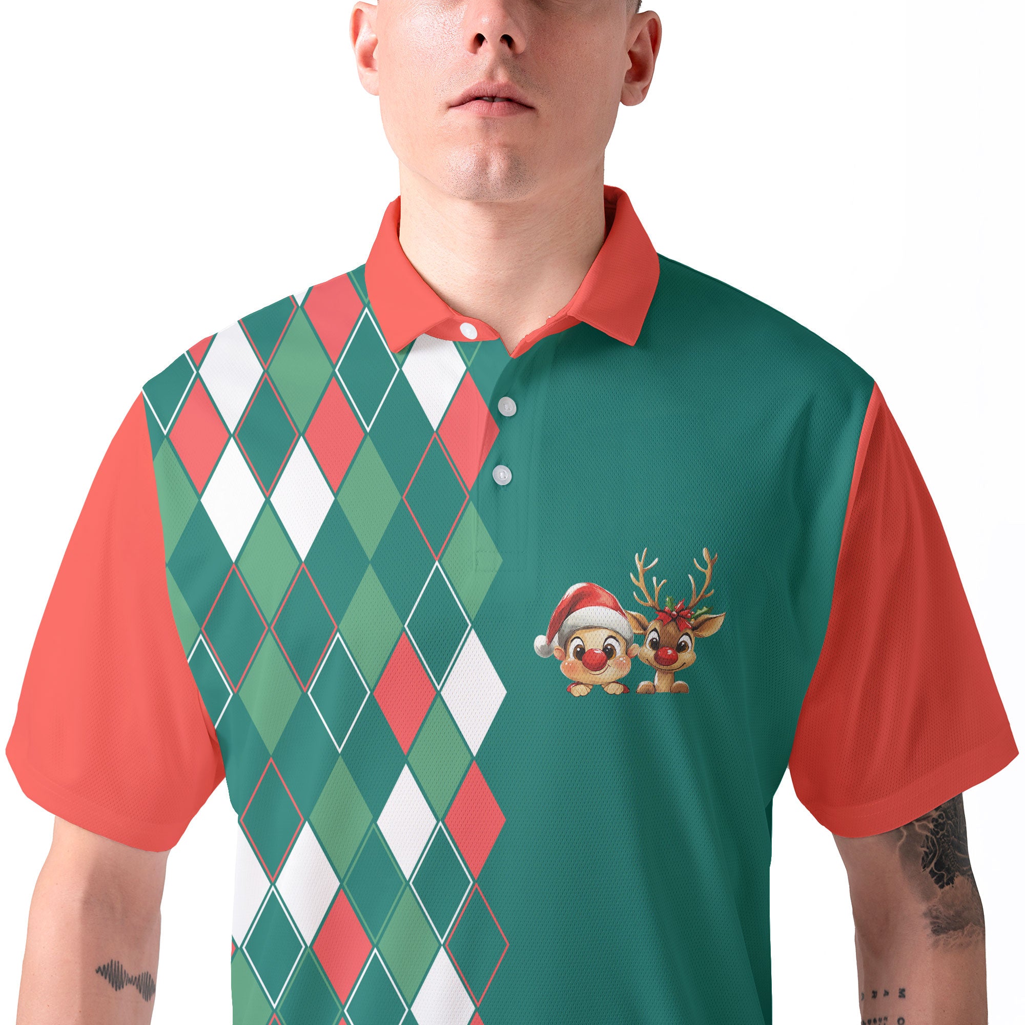 Vintage Christmas 80s Men Polo Shirt