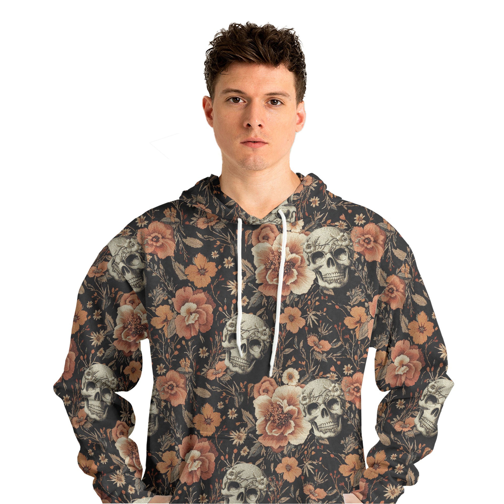 Vintage Flower Skull Pattern For Men, For Woman Hoodie - HYPERFAVOR