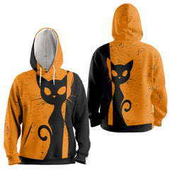 Vintage Single Silhouette Cat For Men, For Woman Hoodie - HYPERFAVOR