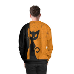 Vintage Single Silhouette Cat For Men, For Woman Sweatshirt - HYPERFAVOR