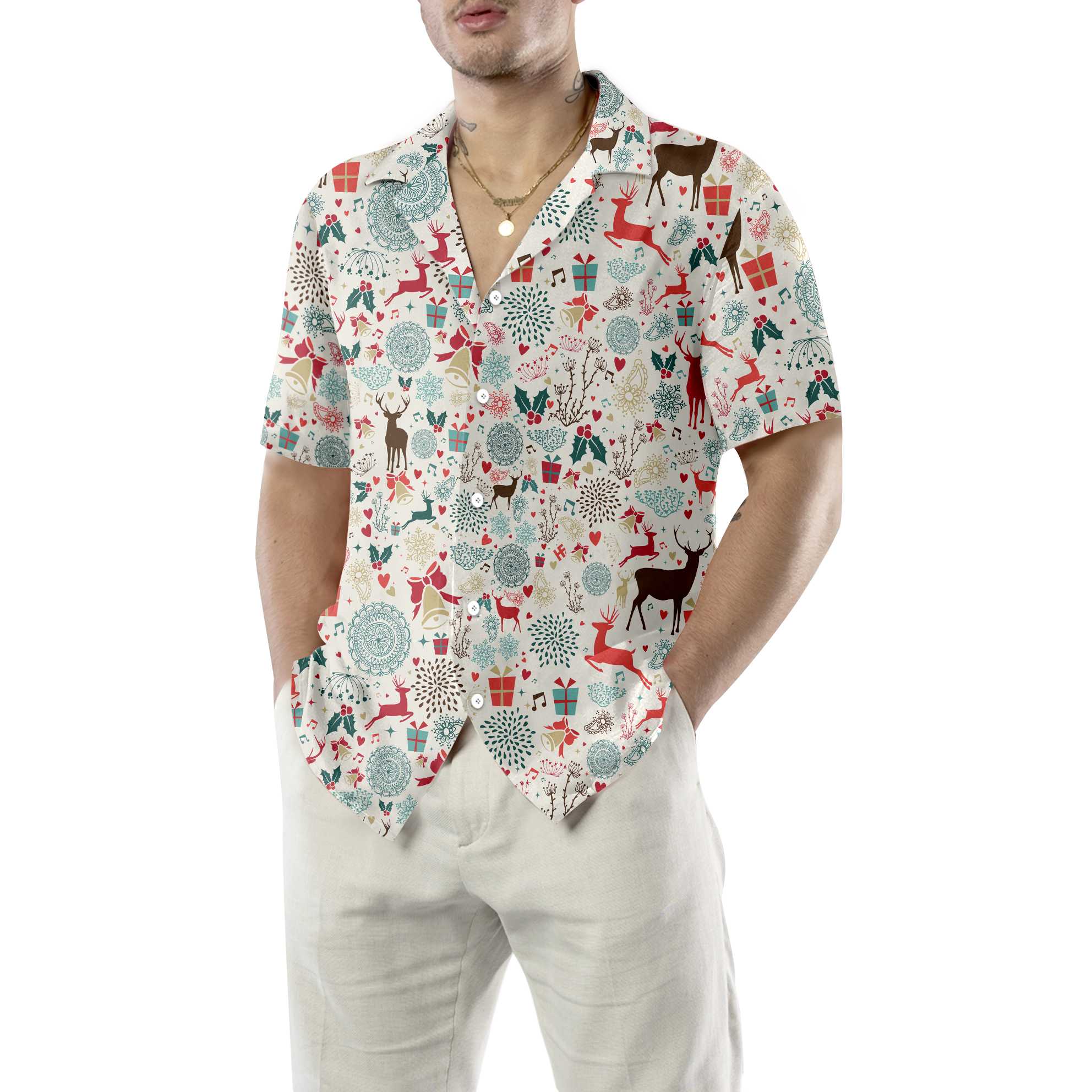 Vintage Christmas Reindeer Hawaiian Shirt, Best Gift For Christmas