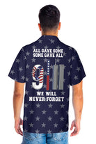 We Will Never Forget Patriot Day Hawaiian Shirt, American Flag 911 Memorial Shirt